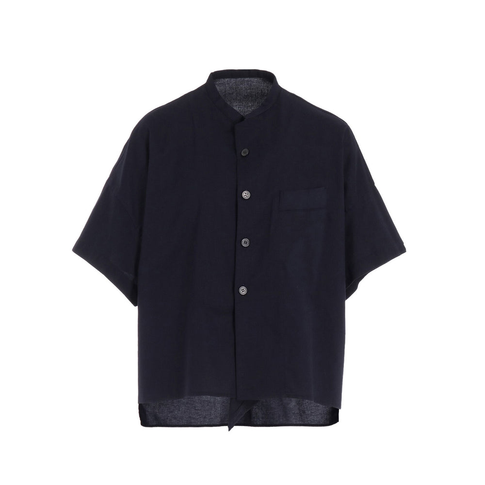 [Y's BORN PRODUCT] THIN COTTON TWILL HALF SLEEVE BOX SHIRT-NAVY-
