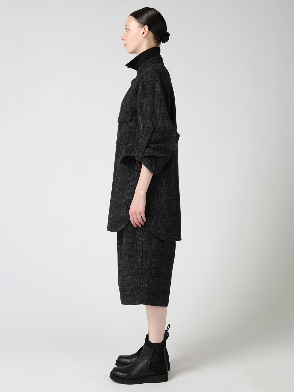 
                  
                    WOOL BLEND PLAID MILITARY SHIRT
                  
                