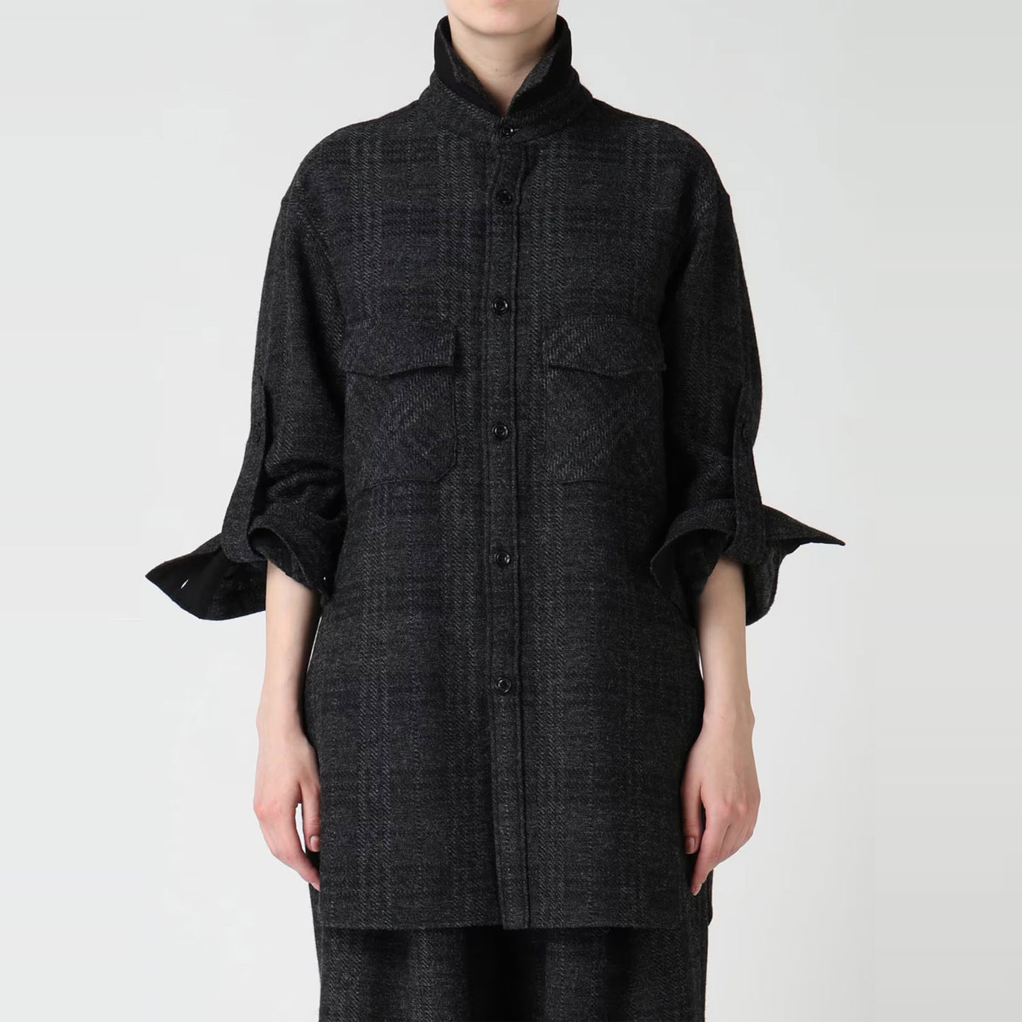 
                  
                    WOOL BLEND PLAID MILITARY SHIRT
                  
                