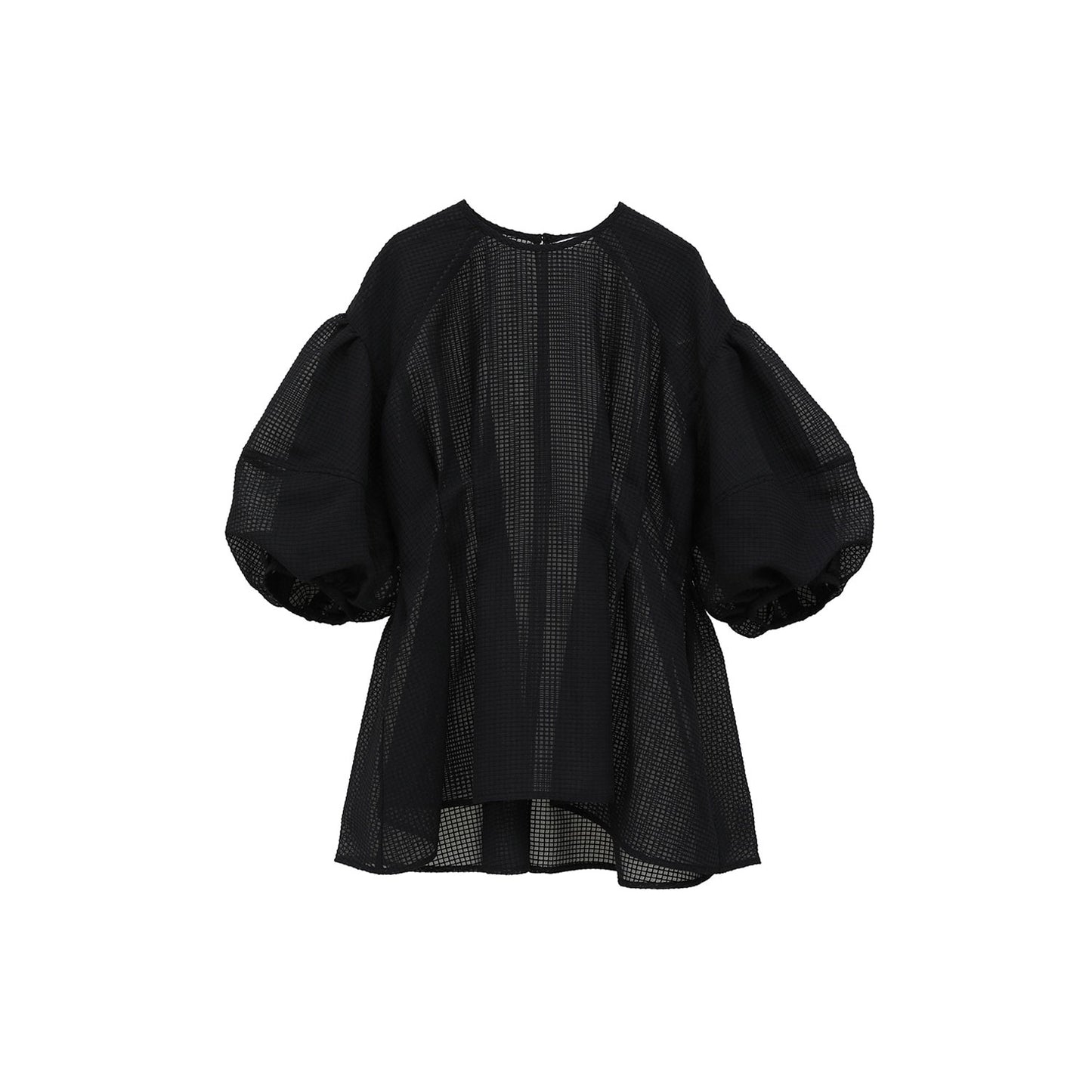
                  
                    SHEER PLAID VOLUME SLEEVE TOPS -BLACK-
                  
                