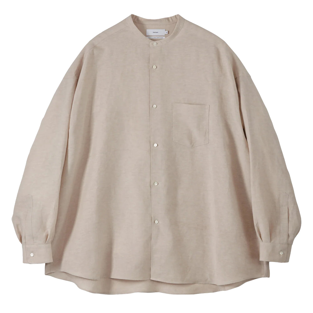 LINEN CUPRO L/S OVERSIZED BAND COLLAR SHIRT