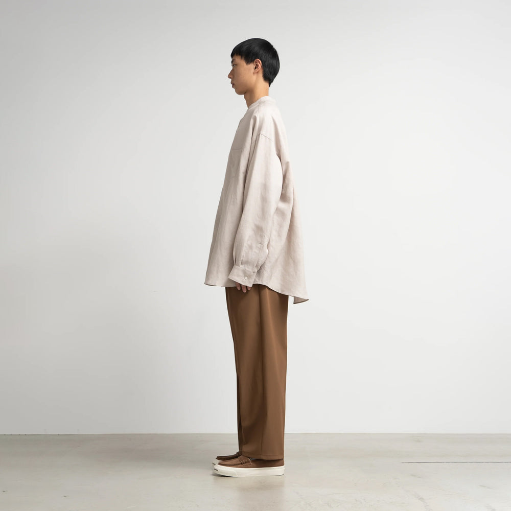 トップス Graphpaper Linen Cupro L/S Oversized 2 Graphpaper - Linen Cupro L/S Oversized Band Collar Shirt