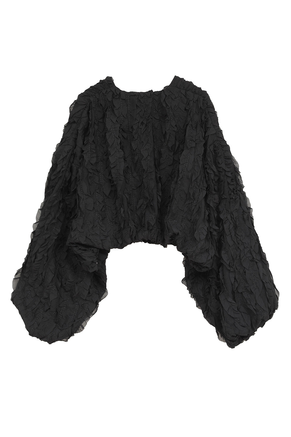 
                  
                    TOPSTITCHED FRILL BOLERO-BLACK-
                  
                