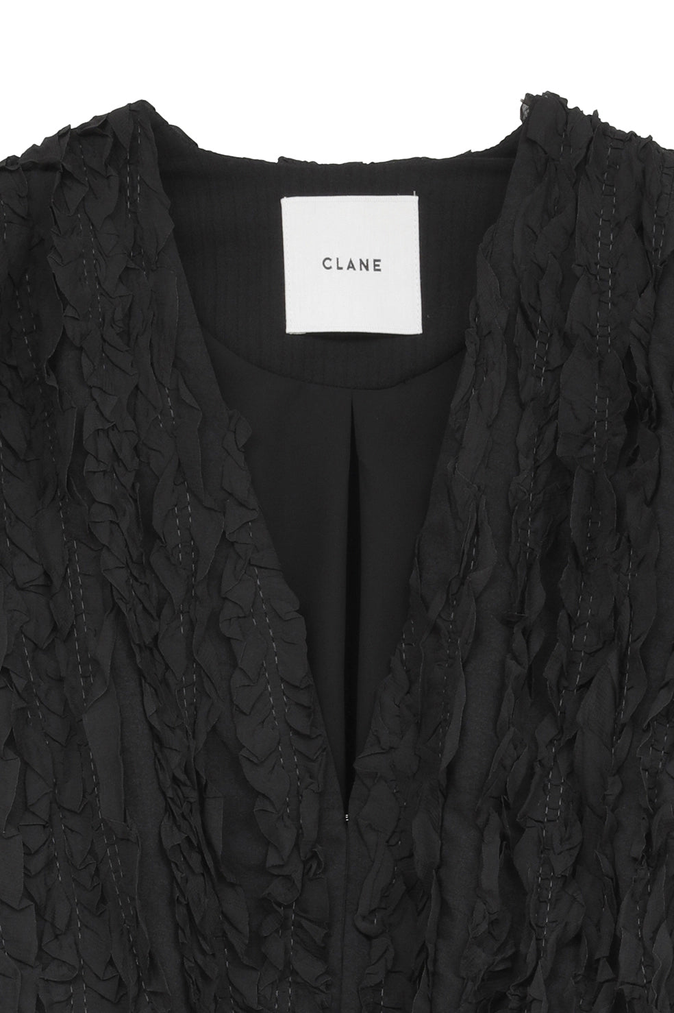 
                  
                    TOPSTITCHED FRILL BOLERO-BLACK-
                  
                