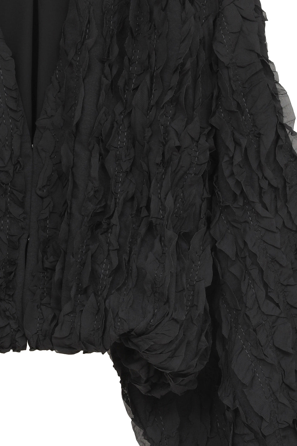 
                  
                    TOPSTITCHED FRILL BOLERO-BLACK-
                  
                