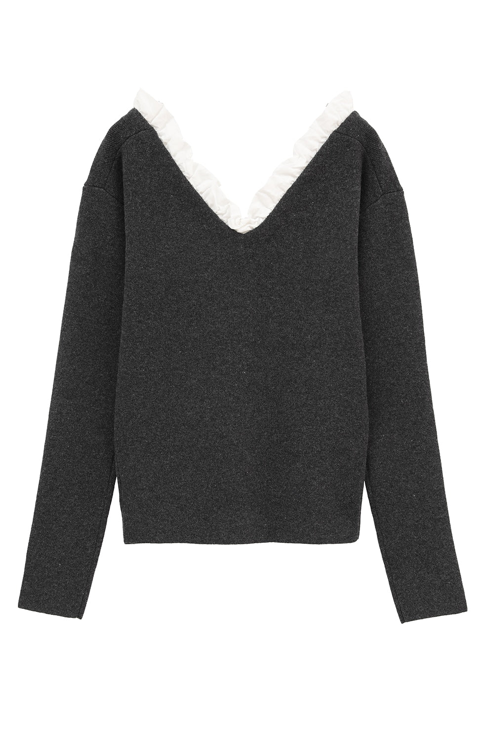 
                  
                    2WAY FRILL V NECK KNIT TOPS
                  
                