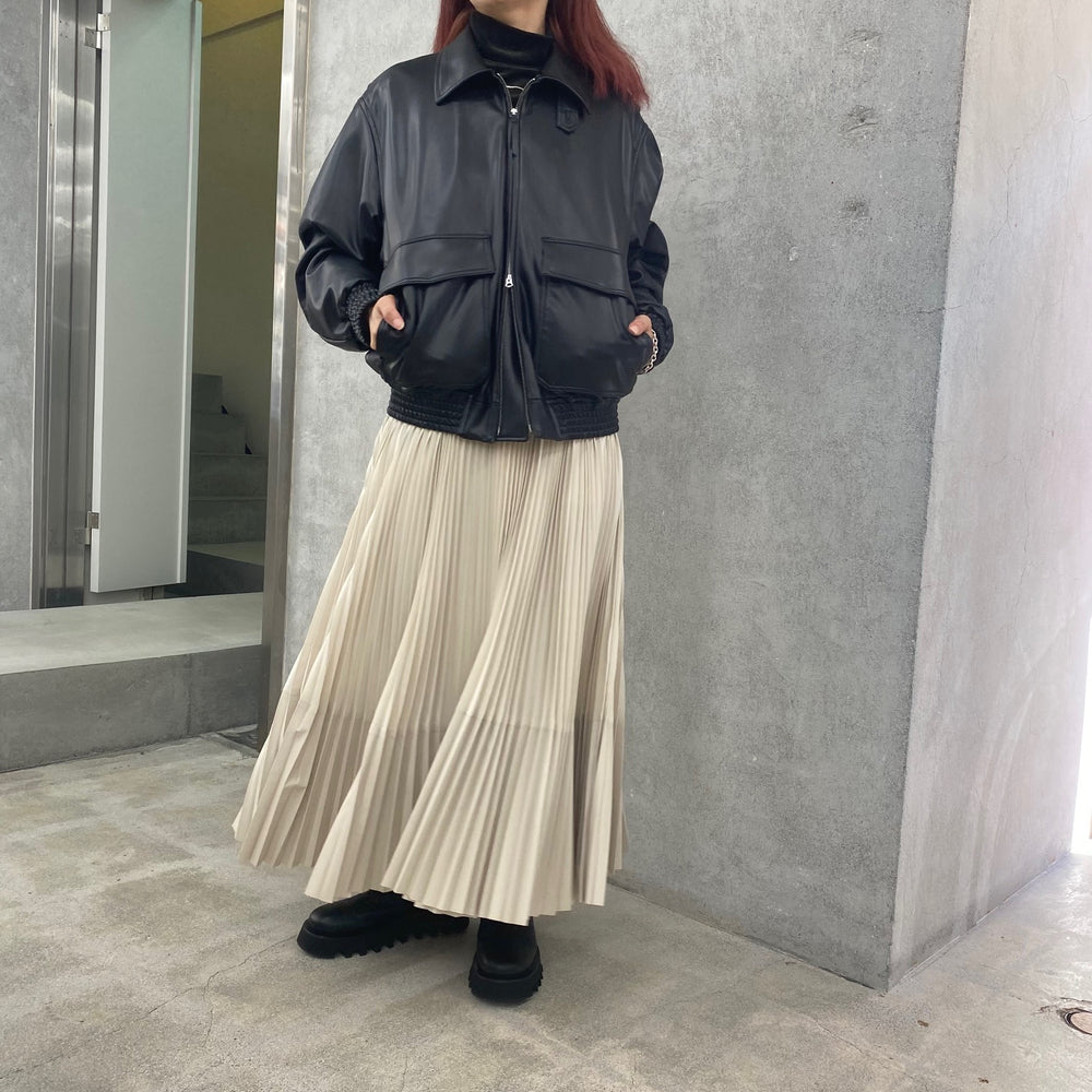 
                  
                    TAFFETA X ECO-LEATHER PLEATED SKIRT
                  
                