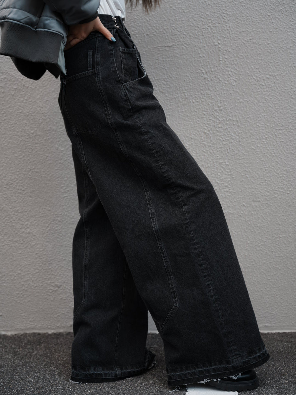 Loose Waist Two-way Salopette Pants-BLACK- – OBLIGE