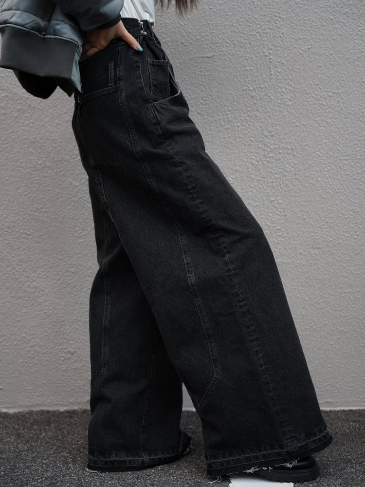 
                  
                    Loose Waist Two-way Salopette Pants-BLACK-
                  
                