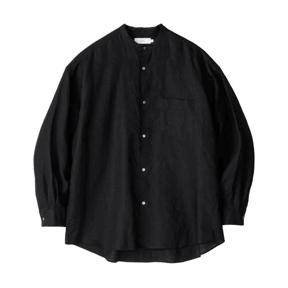 LINEN L/S OVERSIZED BAND COLLAR SHIRT – OBLIGE