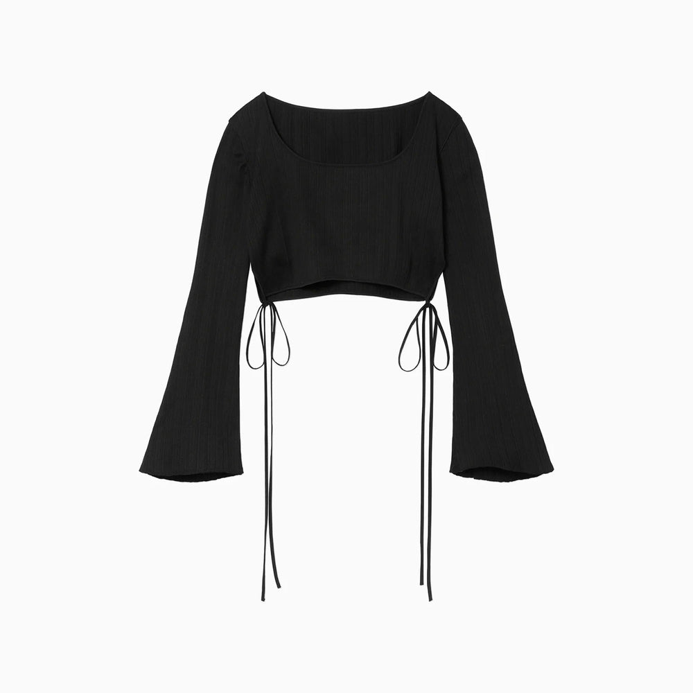 Random Ribbed Cotton Cropped Top