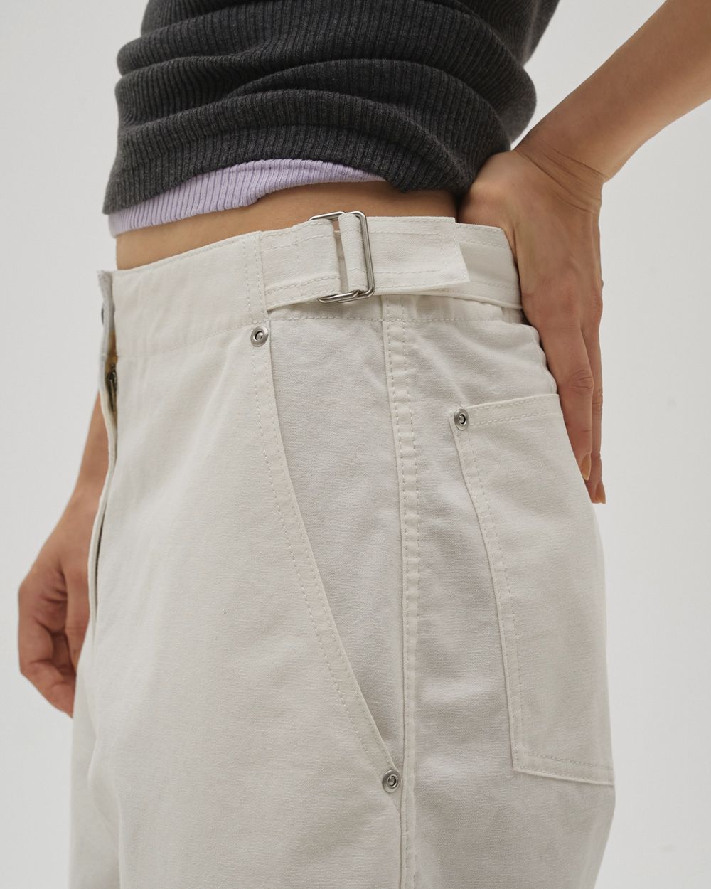 
                  
                    Boyfriend Cotton Pants-WHITE-
                  
                