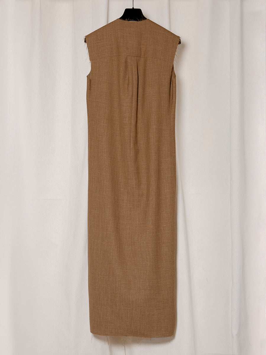 
                  
                    SUMMER WOOL SLEEVELESS DRESS-CAMEL-
                  
                