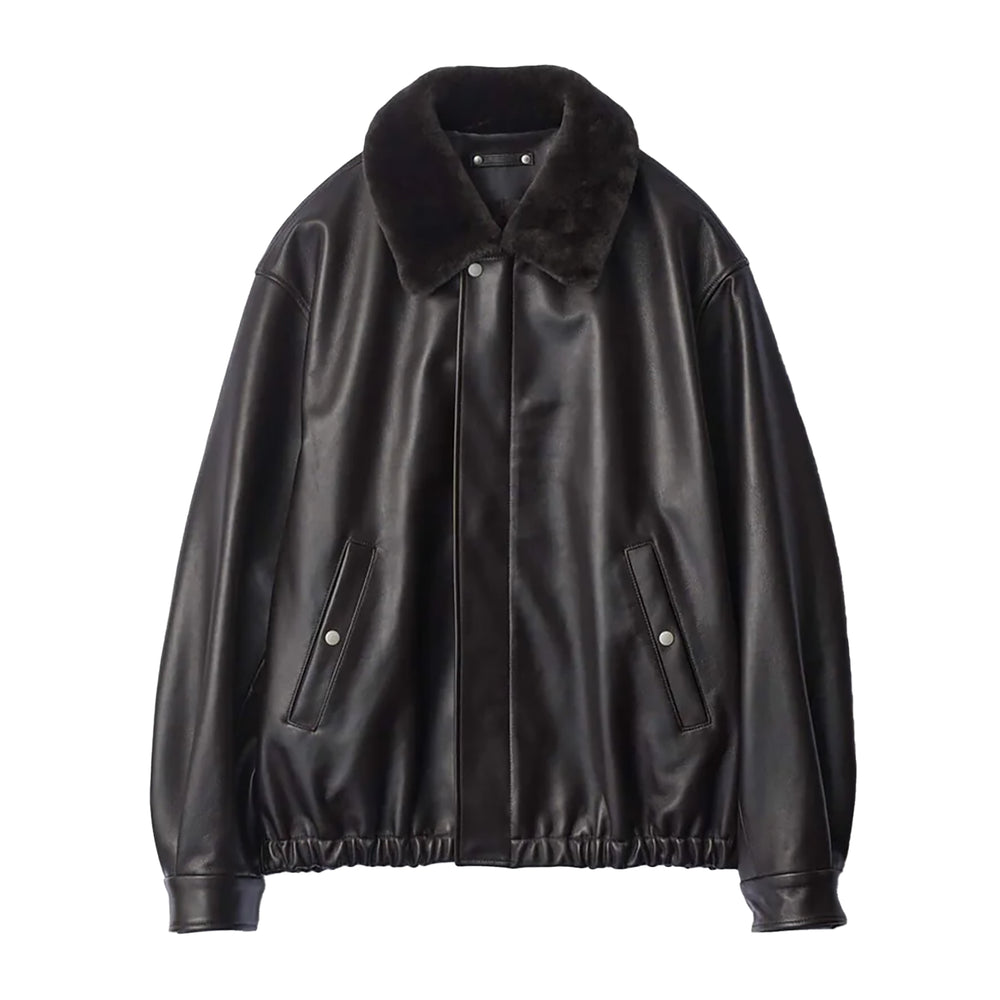 MOUTON COLLAR SHEEP LEATHER ZIP JACKET