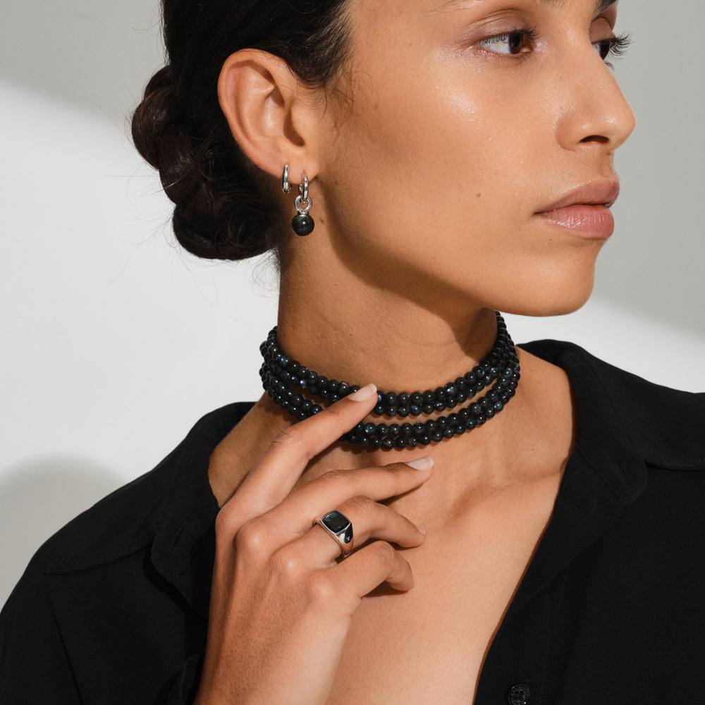 KAY RING BLACK LARVIKITE – OBLIGE