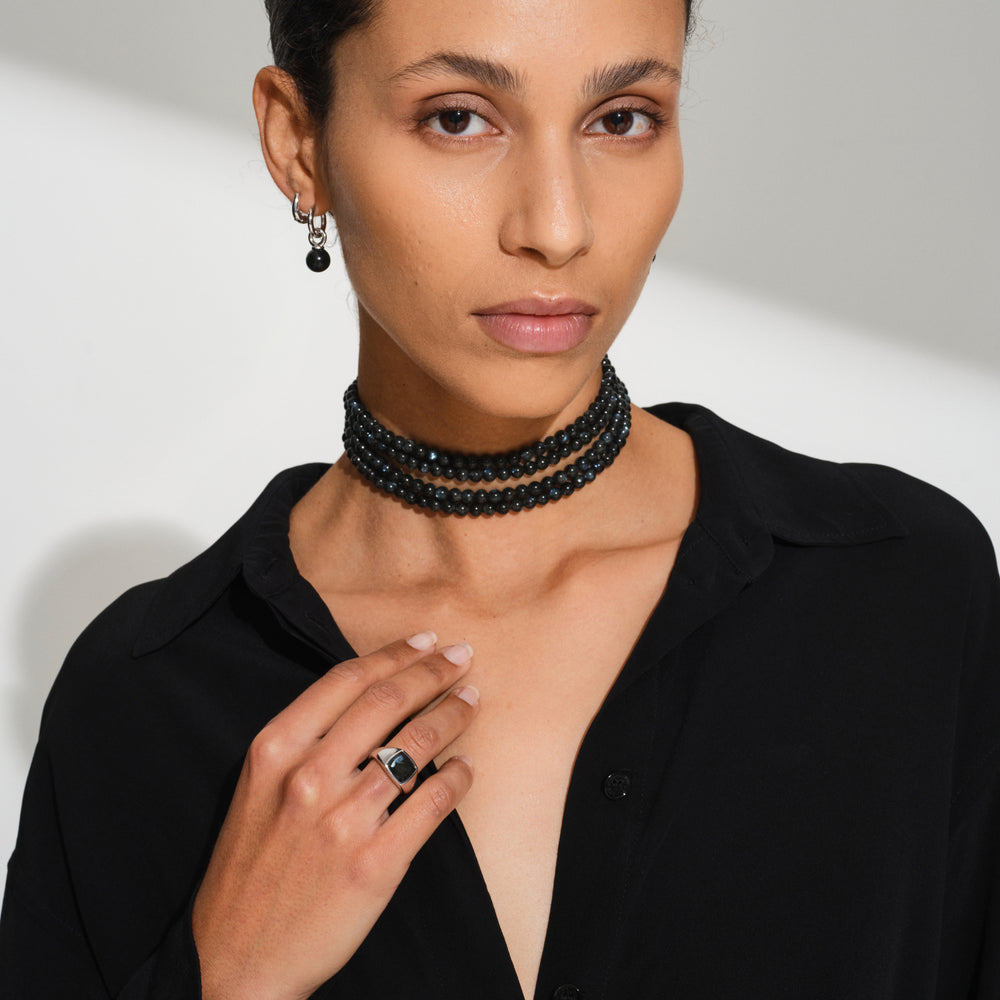 【極美品・人気な60size】Peaky Ring Larvikite KAY RING BLACK LARVIKITE – OBLIGE