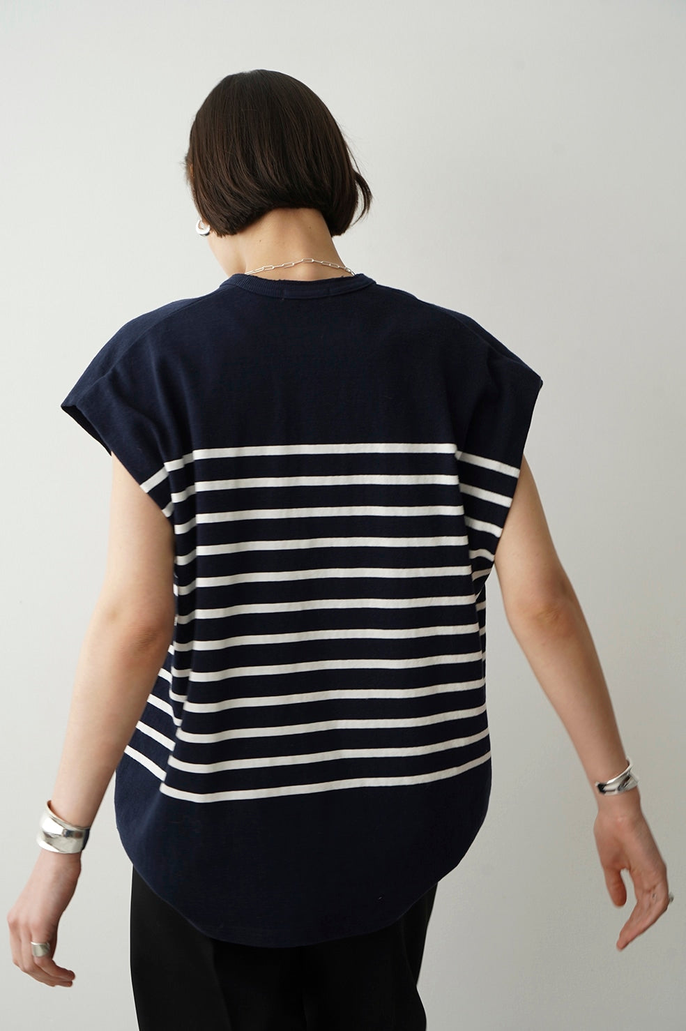 WIDE HENLEY NECK N/S BORDER TOPS – OBLIGE