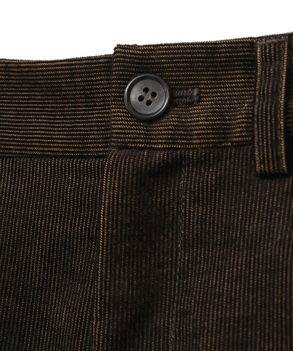 CHAMBRAY CORDUROY J/W STRAIGHT PANTS -BROWN – OBLIGE