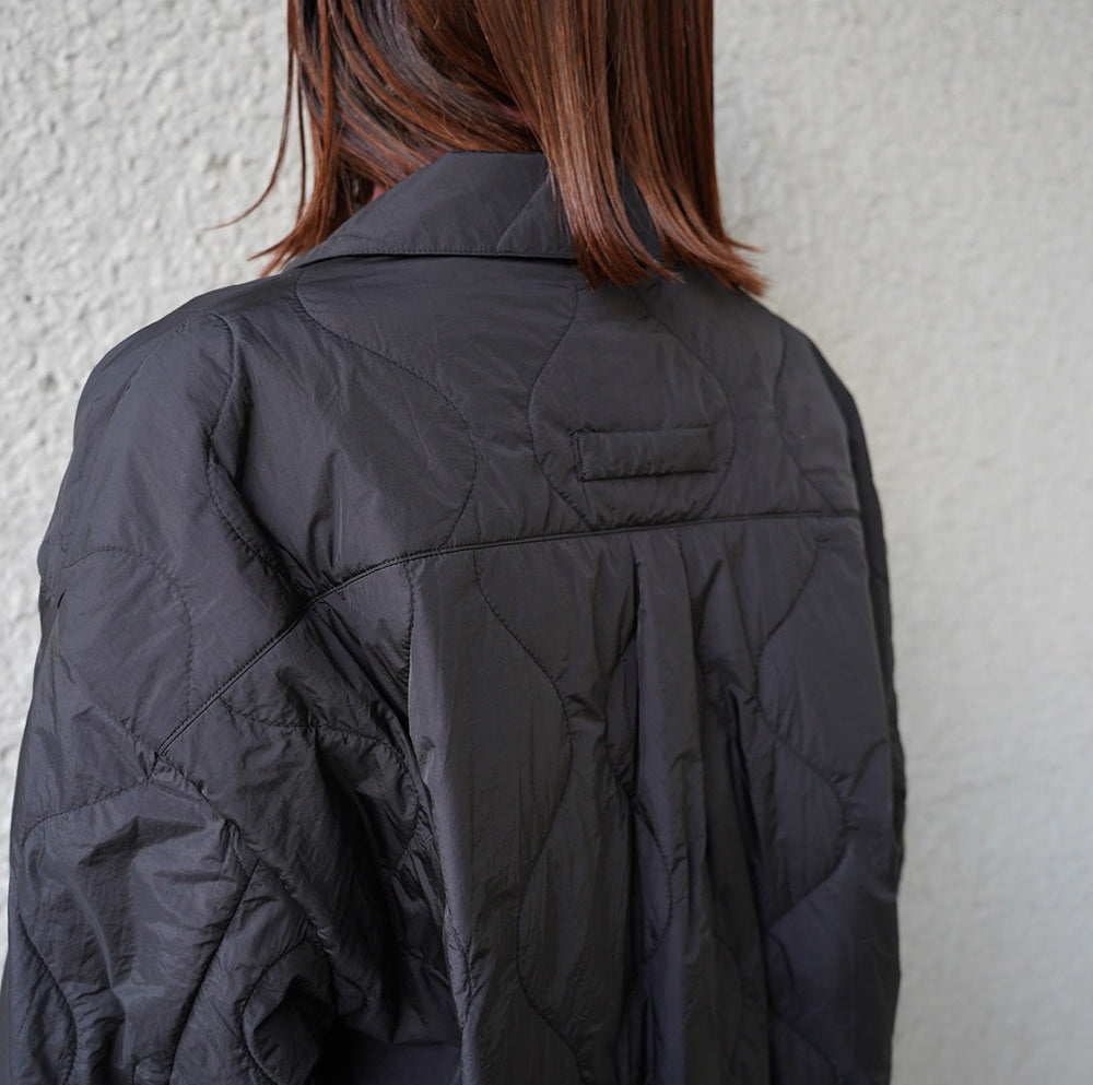 Oversized Quilted Zip Shirt Jacket -BLACK – OBLIGE