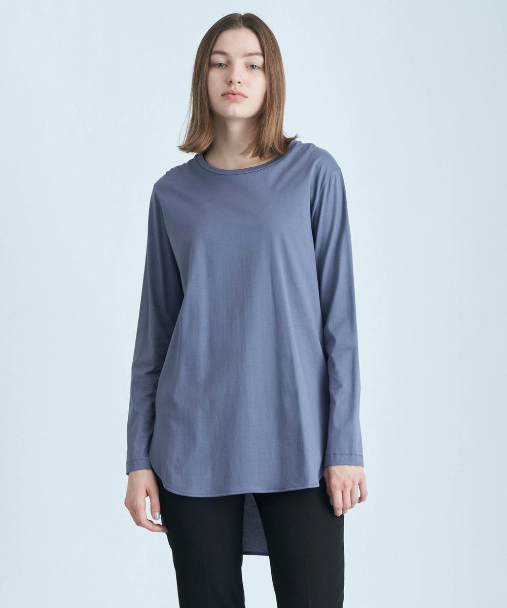 SUVIN 60/2 | ROUND HEM L/S T-SHIRT -BROWN – OBLIGE