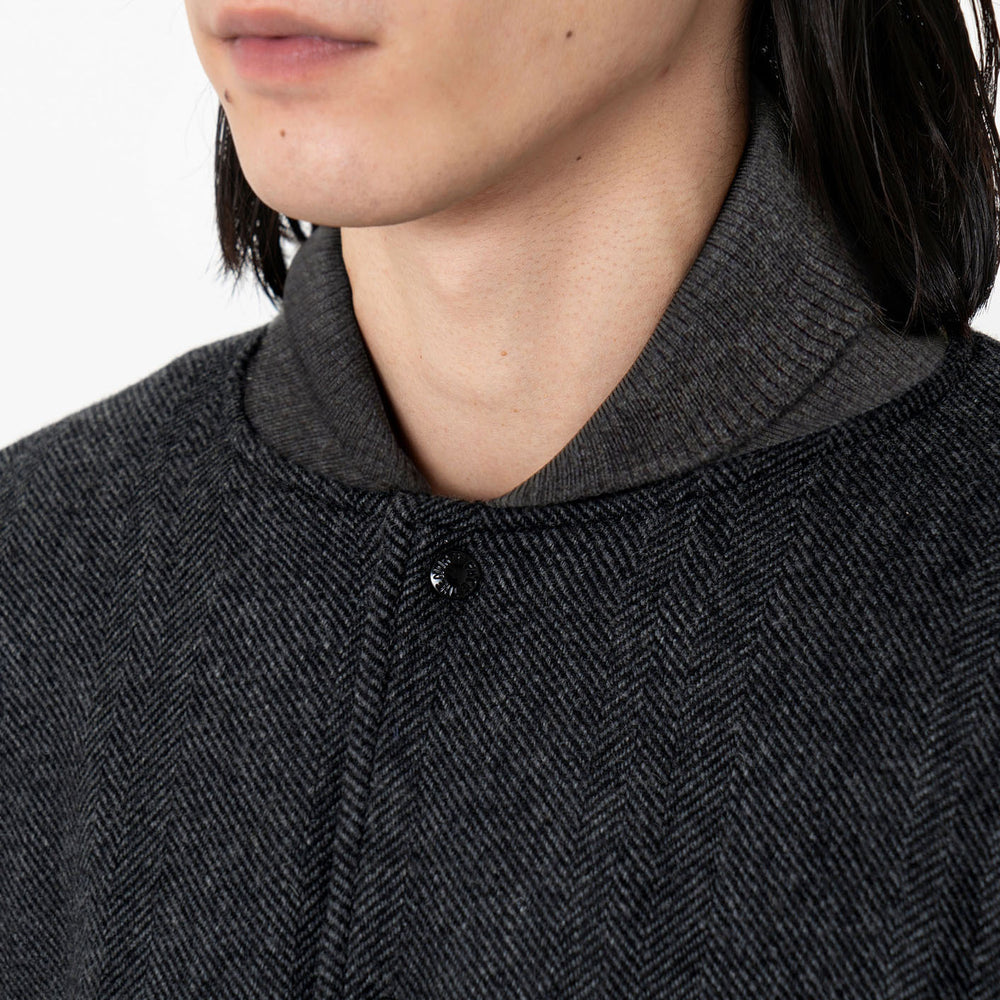 HERRINGBONE TWEED VARSITY JACKET – OBLIGE