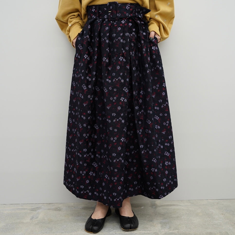 Floral Jacquard Flared Skirt – OBLIGE