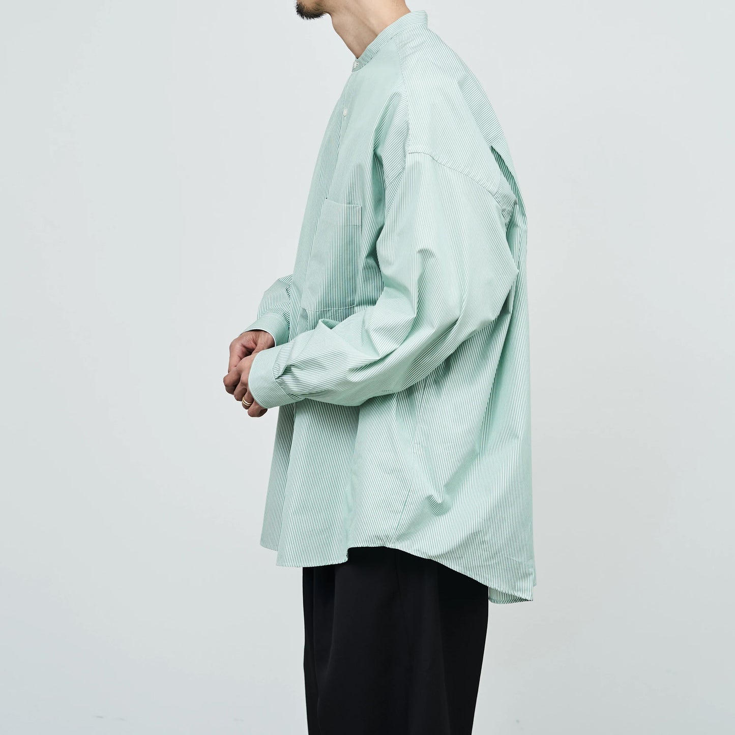 THOMAS MASON FOR GRAPHPAPER L/S OVERSIZED BAND COLLAR SHIRT – OBLIGE