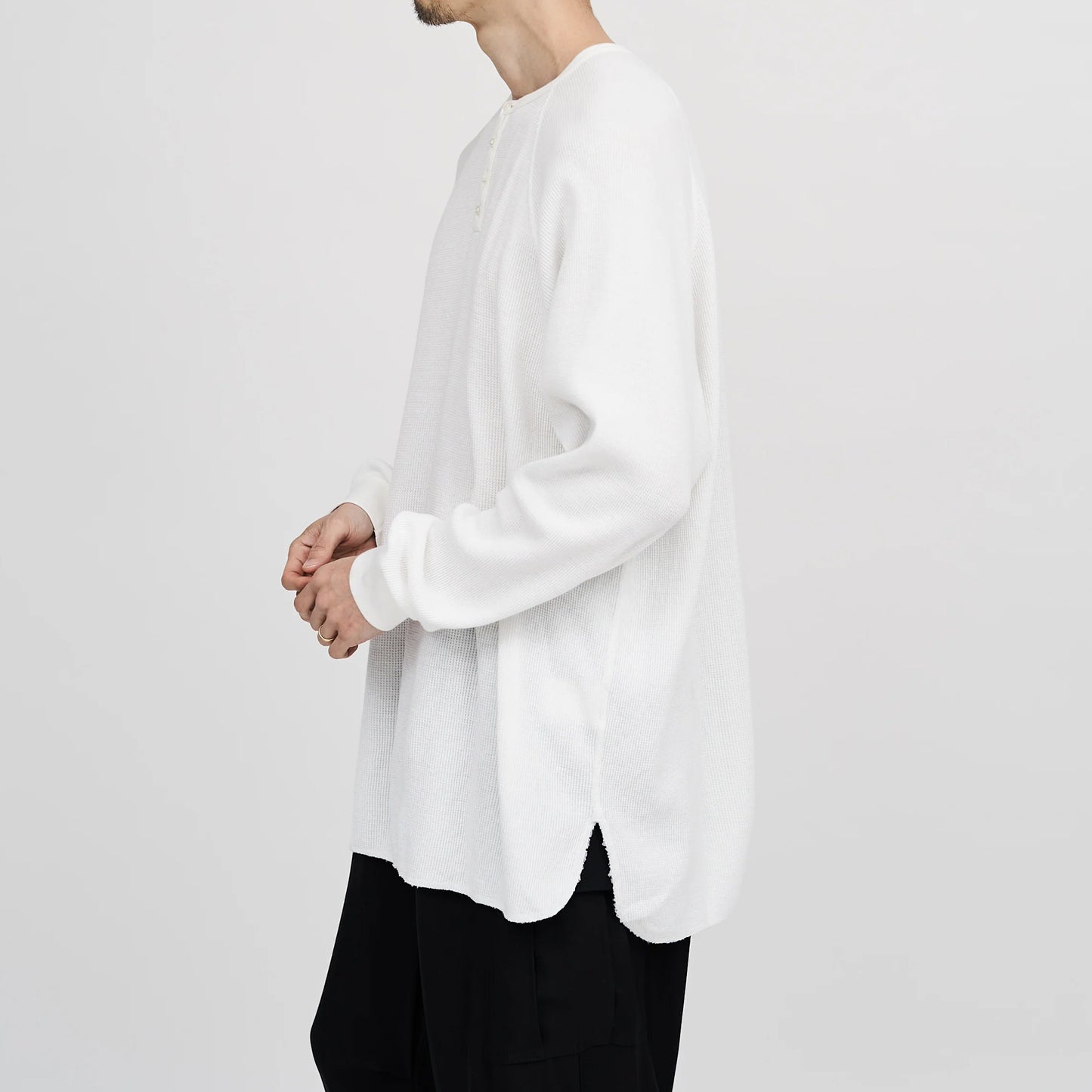 WAFFLE L/S HENLEY NECK TEE – OBLIGE