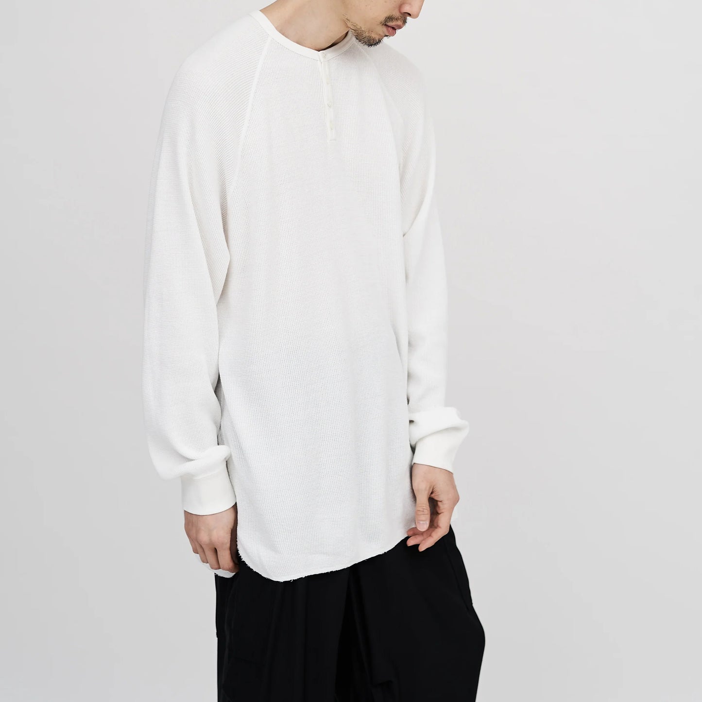 WAFFLE L/S HENLEY NECK TEE – OBLIGE