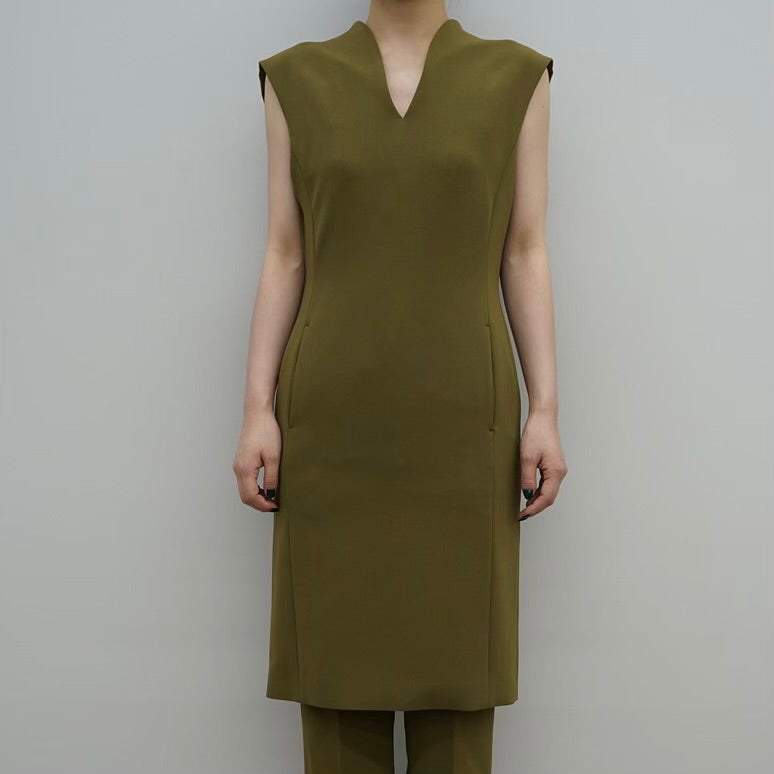 ファッションmame kurogouchi v-neck sleeveless dress