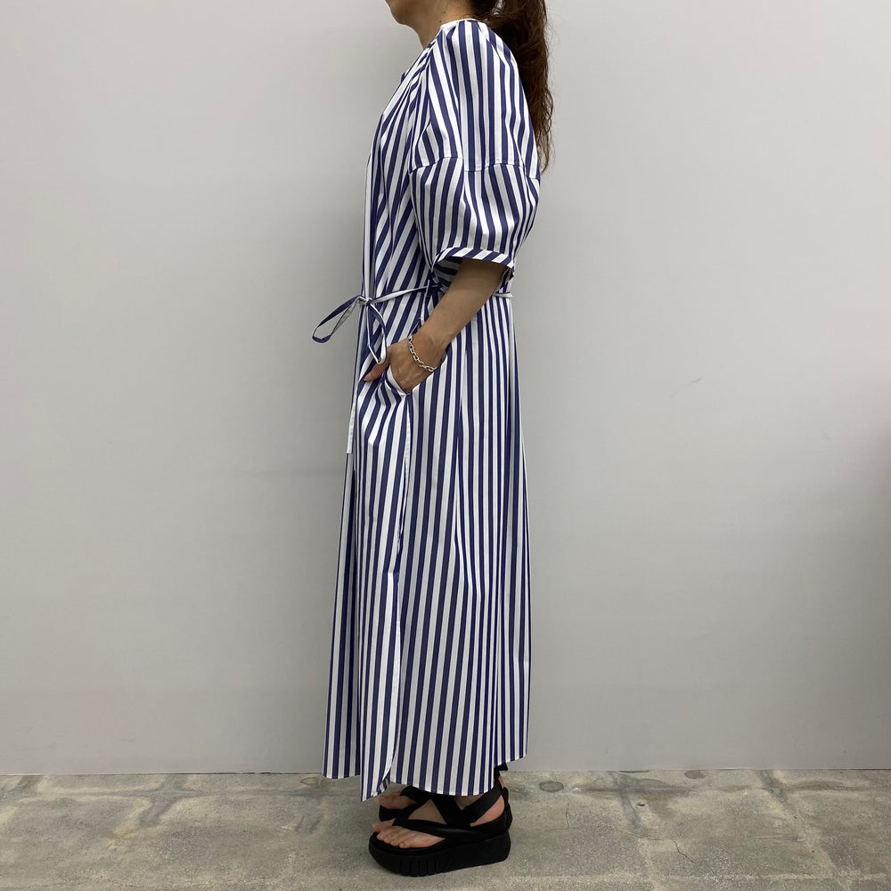 T/C STRIPED BALLOON SLEEVE DRESS – OBLIGE