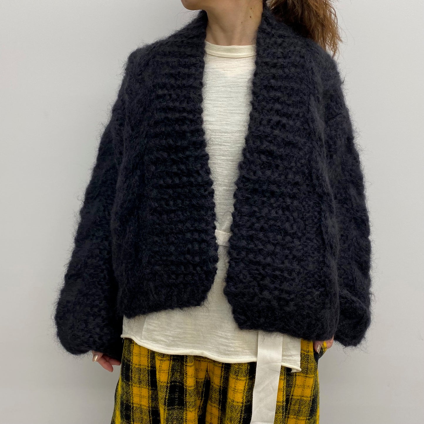 サイズ身幅約435㎝HERMESエルメスざっくり着られる縄編みカーディガン