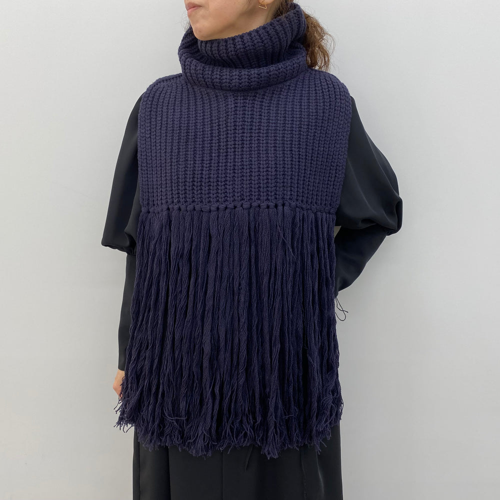 RIBBED SWEATER NECK WARMER-NAVY