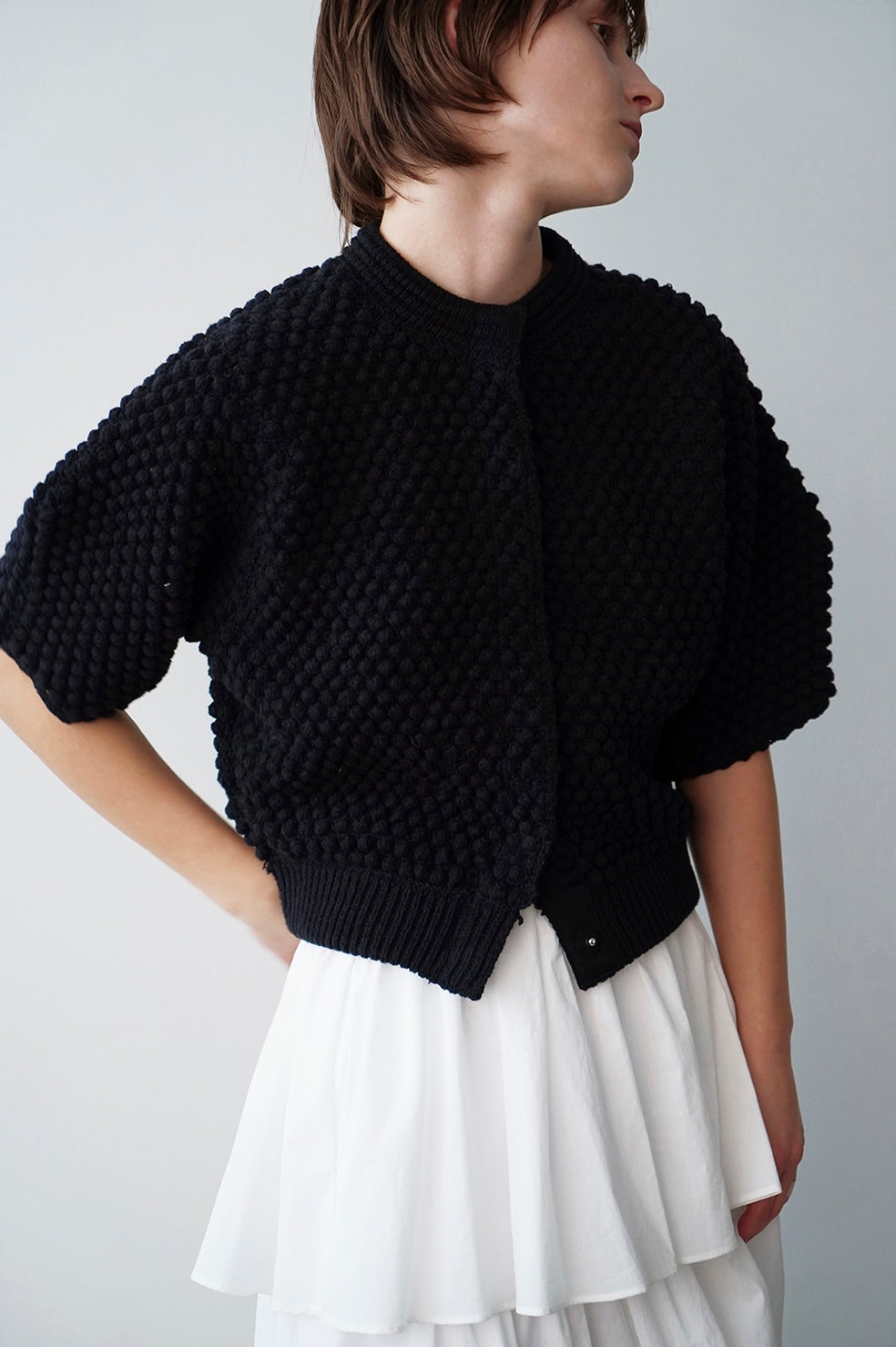 送料無料キャンペーン?】 HALF DOT 3D SLEEVE CARDIGAN KNIT